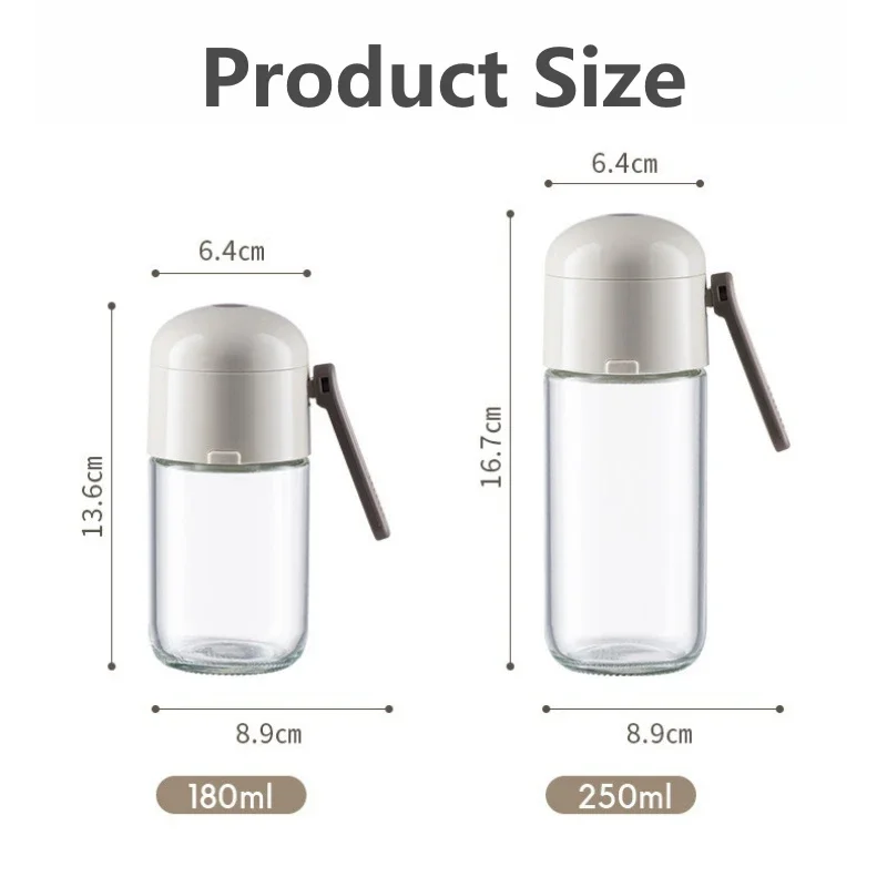Kitchen Cooking Salt and Pepper Shakers Quantitative Glass Seasoning Bottle Each Press 0.5g Metering Household Salt Jar