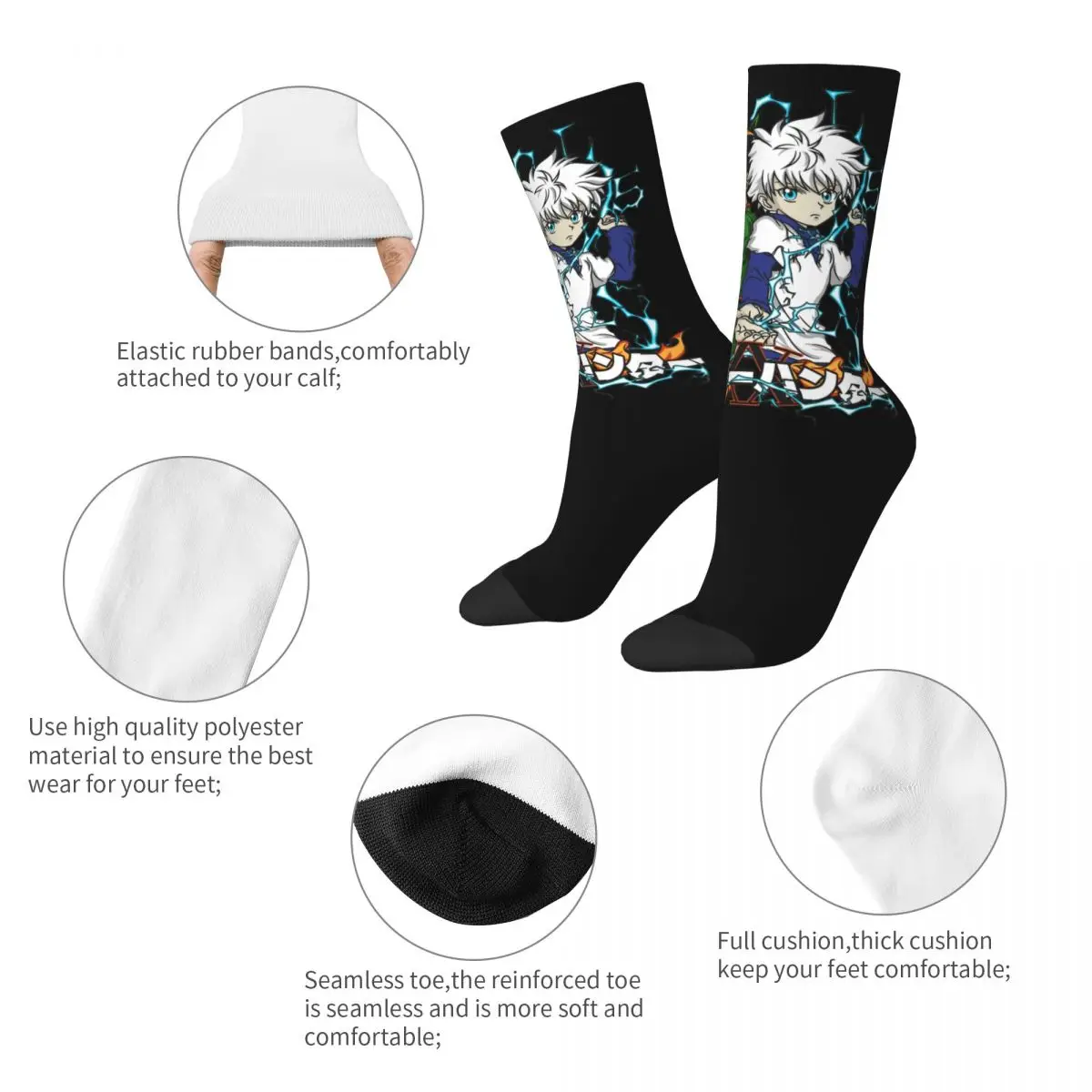 Autumn Winter Retro Men's Women's Anime Hunter X Hunter Socks Sweat Absorbing Sports Socks