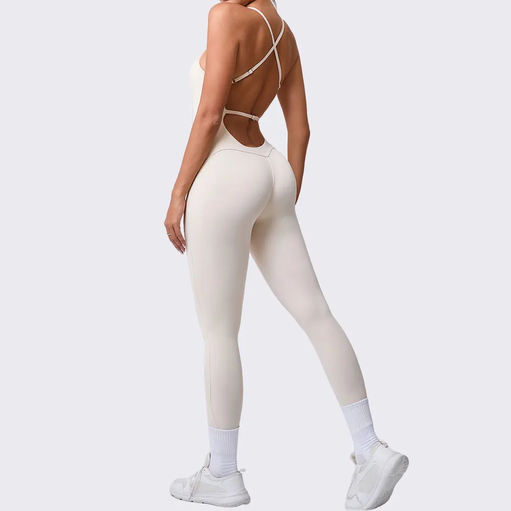 

Summer Fitness Jumpsuit Women Adjustable Sports Running Push Up One Piece Yoga Suit Scrunch Leggings Backless Pants Set Romper