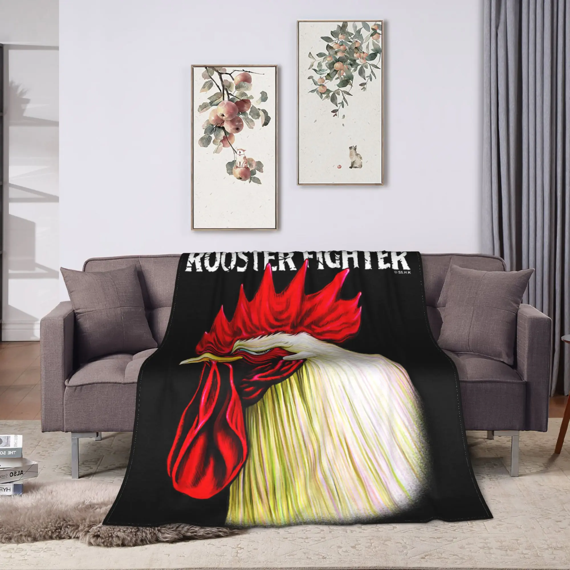 Rooster Fighter Keiji Side Profile Mean Mug Stare Down Plush Blanket Girls Boys  Flannel Throw Blanket For Home Decor Bedspread