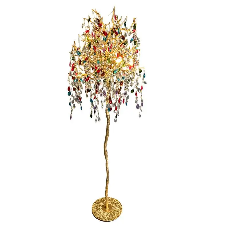 

All-copper light luxury K9 crystal floor lamp living room bedroom lamp villa hotel banquet hall club vertical lamp