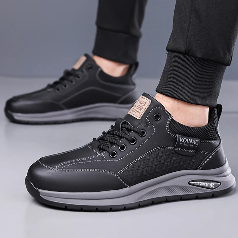 

Мужские весенние кроссовки. Новые мужские повседневные кожаные туфли на шнуровке. Мужские короткие ботинки в спортивном стиле. Уличная повседневная обувь для альпинизма.