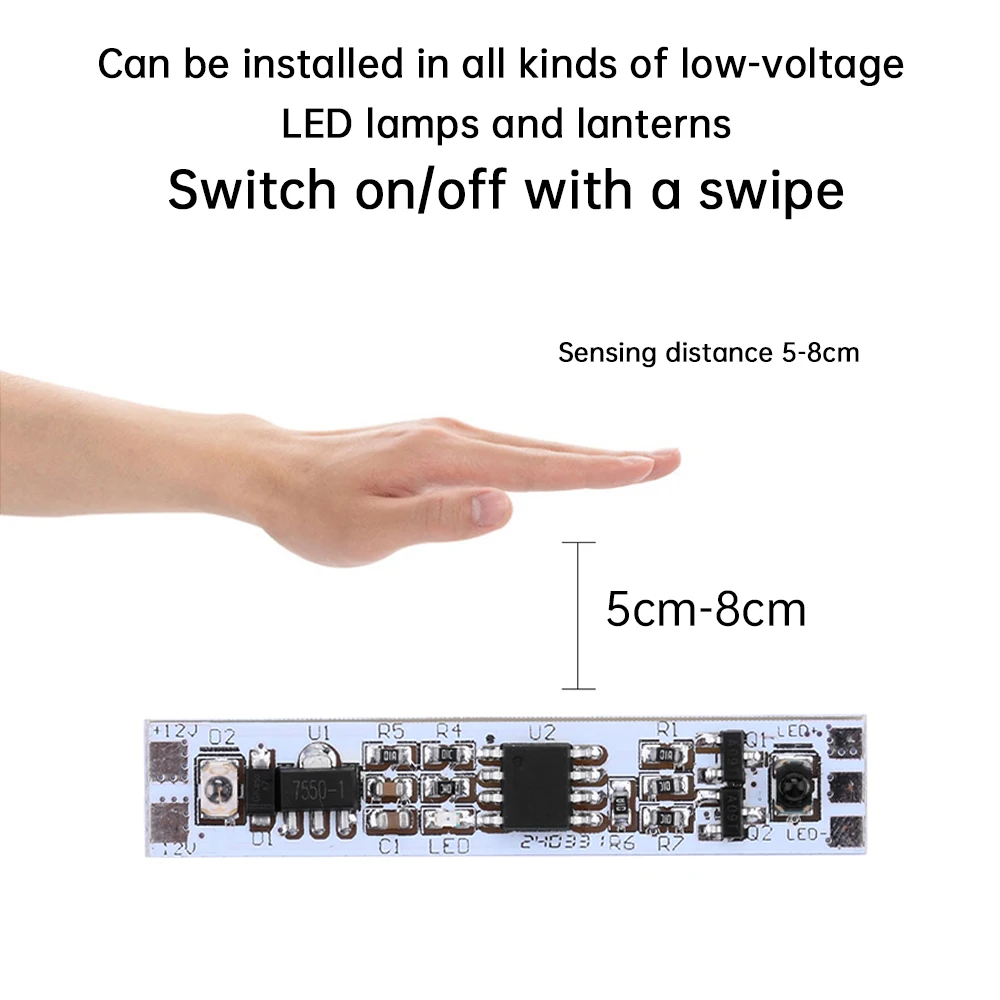 Hand Sweep Motion Sensor Switch Detector DC12V-24V 60W IR Smart Handwave Dimmer For LED Strip Light Kitchen Cabinet Closet Decor