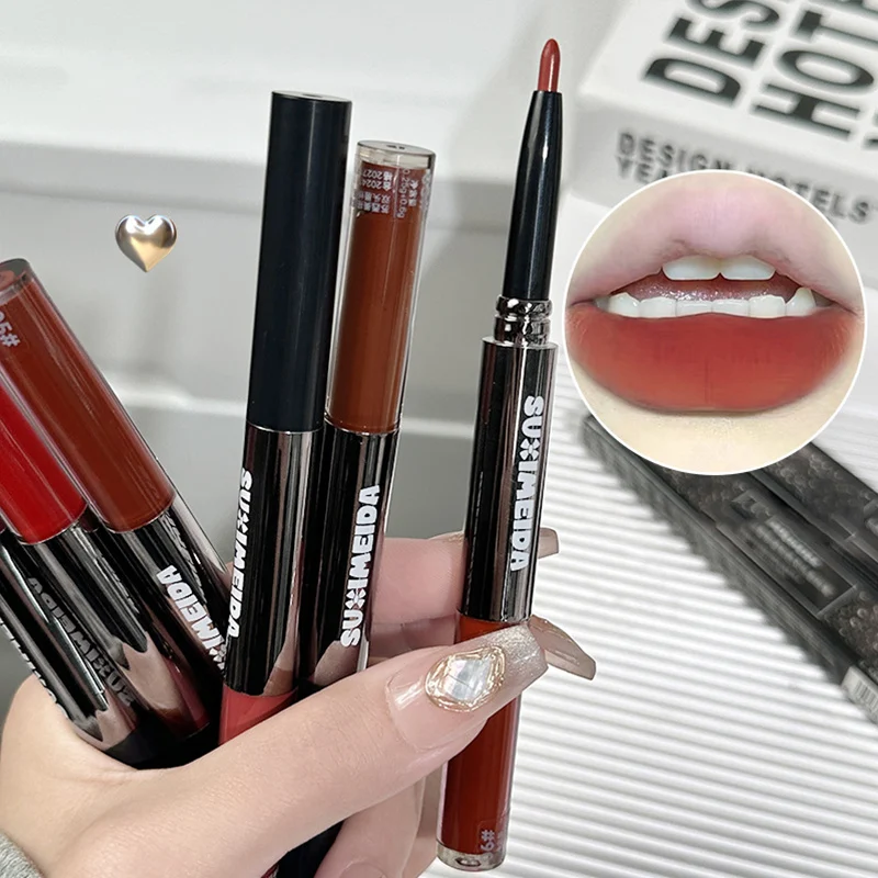 Dubbele kop Lipliner Lippenborstel Lippenstift Twee in één omtrek De lipvorm Mollige lippen Fluwelen textuur Koreaanse cosmetica Hydraterend