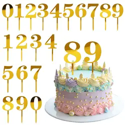 Acrylic Numbe 0-9 Cake Topper Gold Shiny Cake Decorations for Birthday, Party, Wedding, Anniversary, Bottle Service