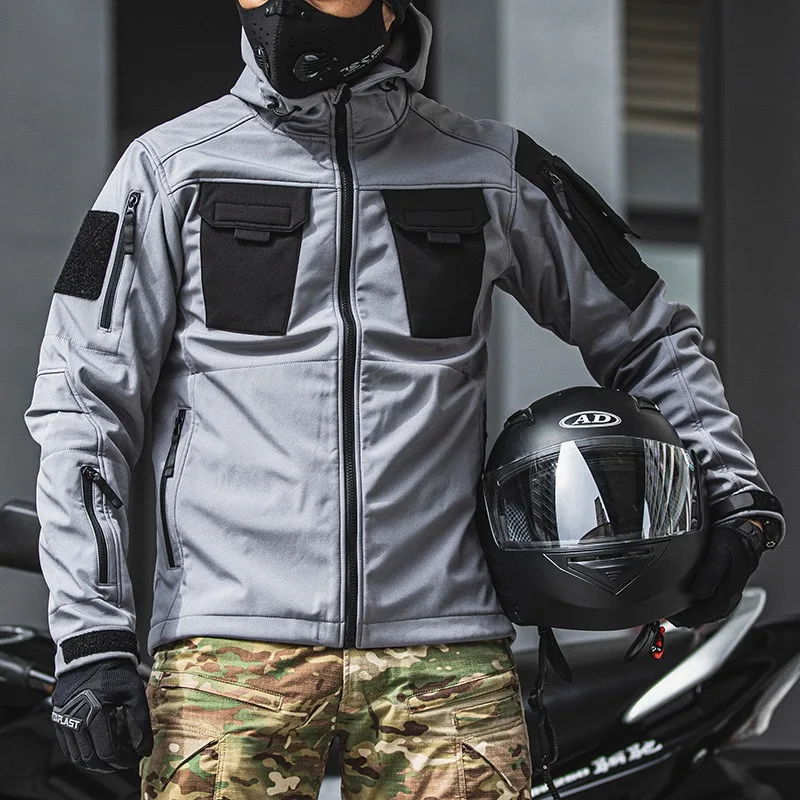 Motorcyclist Jacket Windproof and Waterproof Fleece Multi-Pocket Ventilation and Moisture Locomotive Men's Biker Outdoor Jacket