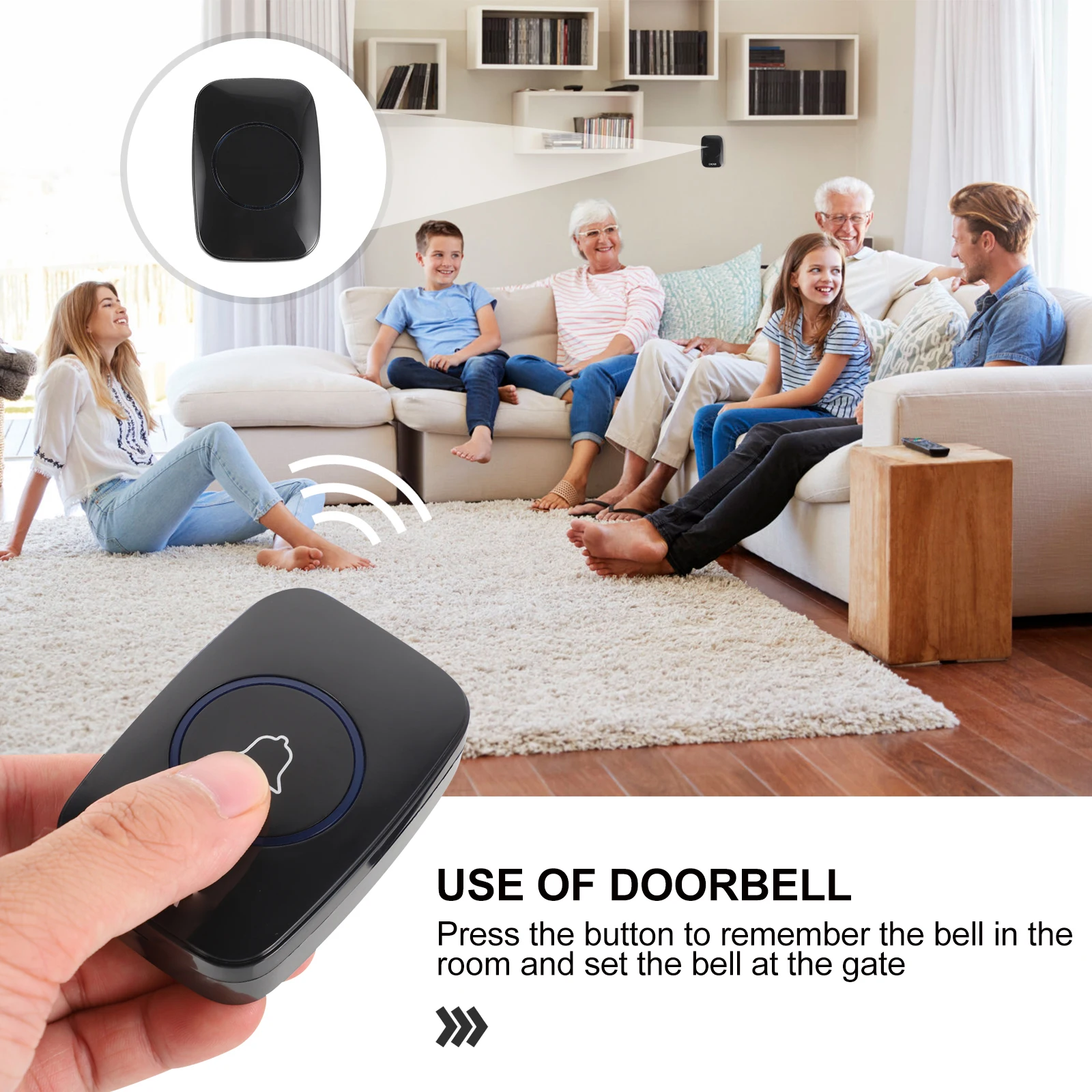 

Wireless Call System Elderly Aid Door Chime Bell Personal Attention Pager Remote Controller Simple Doorbell 300M Long Distance