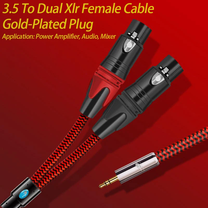 

Stereo Jack 3.5mm to Dual XLR Female Audio Cable for Mobile Phone Laptop Mobile PC Mixer Console Amplifier Speaker Shielded Cord