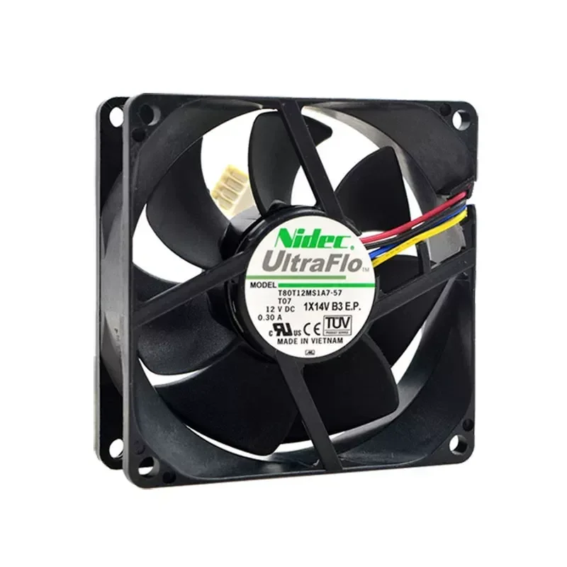 for NIDEC T80T12MS1A7-57 T07 8025 12V 0.30A 4-Wire PWM Temperature Control Speed Regulation Cooling Fan