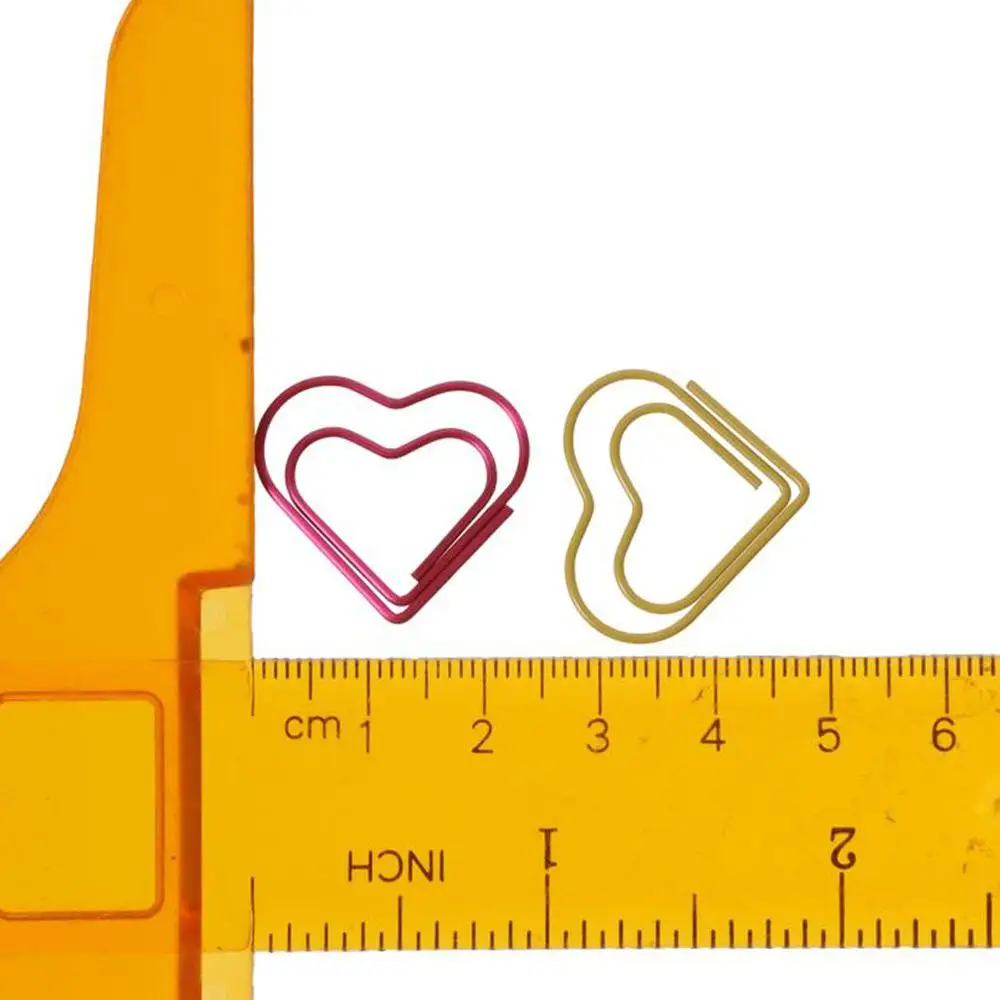 100 Pcs 1*0.9 Inch Paper Clip Box Cute Love Metal Office Stationery Supplies Multicolor Metal Heart Paper Clips Office