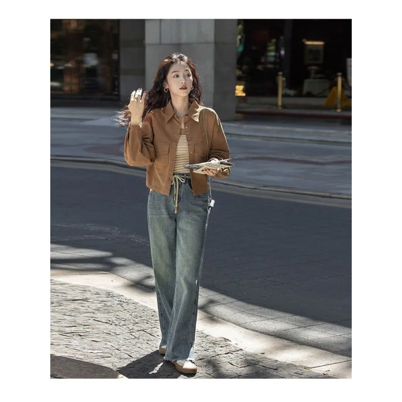 Female Fashionable Winter Autumn Commuter Street Outerwear Fashion Warm Plush Leather Woman Jackets Solid Color Brown Khaki
