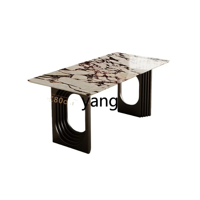 LMM natural marble Bulgari semi-round island integrated dining table light luxury household small apartment