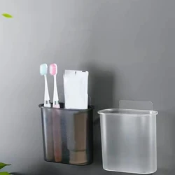 Wall Mount Toothbrush Holder For Bathroom Self Adhesive Wall Mounted Tooth Brush Holder For Electric Toothbrush Toothpaste Razor