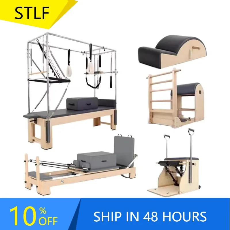 YTYIN Set Of Gym Fitness Equipment Foldable Wood And Core Bed Pilates Machine For Home Use Made With Maple Wood Steel P
