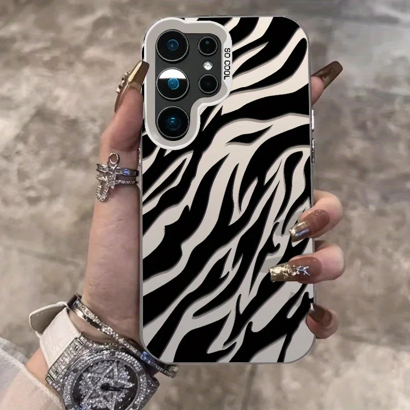 Silbernes Tiger-Muster für Samsung Galaxy S24 S23 S22 S21 S20 Note 20 Ultra Plus FE 5G Bunte Silberne Handyhülle – Detail 5