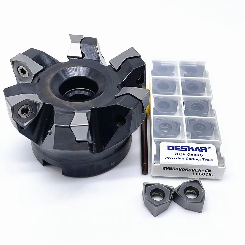 MFWN90050R MFWN90063R 80R 100R double-sided hexagonal plane heavy cutting milling cutter disk WNMU080608 LF6018 carbide insert