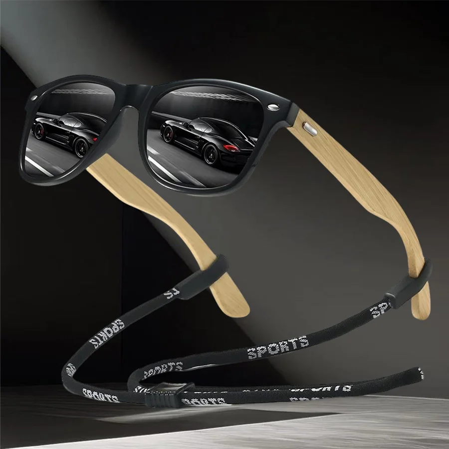 نظارات شمسية كلاسيكية UV400 للرجال والنساء نظارات خارجية عصرية مع سلسلة لقيادة الصيد والسفر والجري