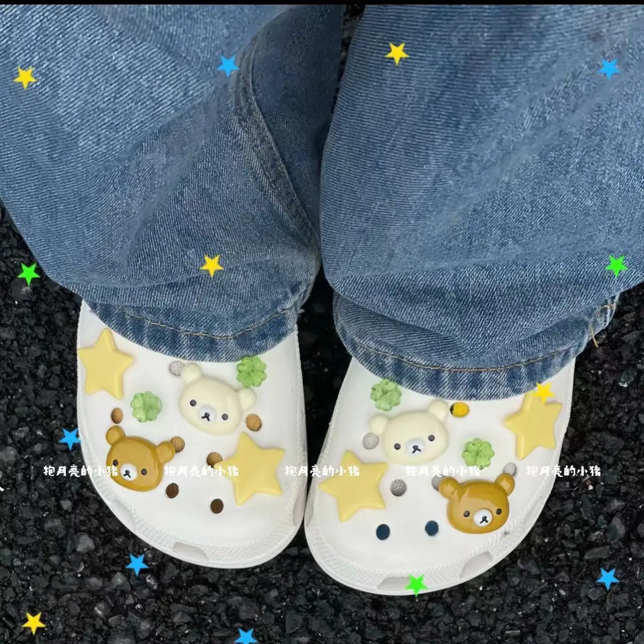 

Beige Brown Bear Head Series Cute Clogs Jeans Lovely Footwear Decoration DIY Ins Popular Shoe Accessories Kids Boys Girls Gifts