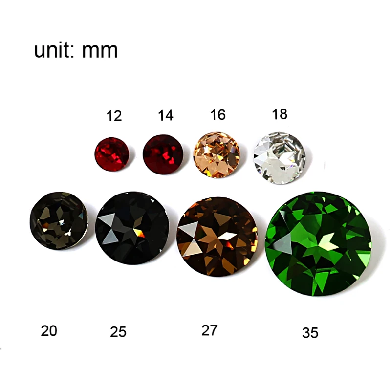 Round Crystal Glass Rhinestones, 3D Glitter Stones, DIY Diamonds for Jewelry Clothing, Garment Beads Decoration