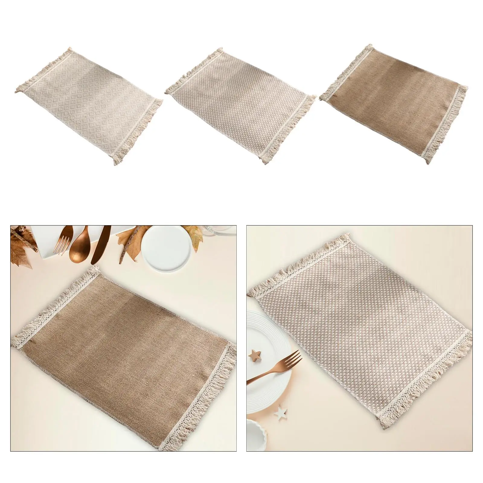 

Набор обеденных столов из джута, подставка для столовых приборов в деревенском стиле, украшение с бахромой, богемный, с