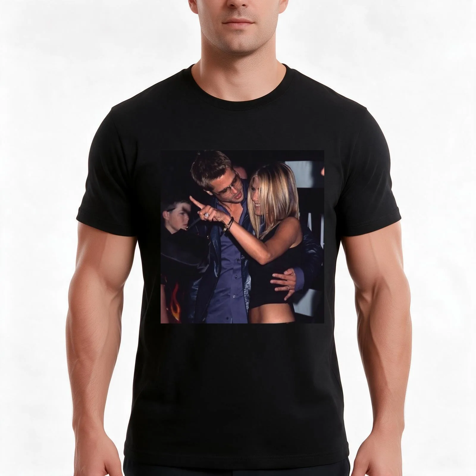 Brad Pitt and Jennifer Aniston T-Shirt Summer Casual Cotton Tee Oversized Streetwear Tops Vintage Graphic Print 100% Cotton