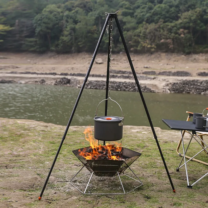 Outdoor Burner Picnic Camping Heater Barbecue Grill Travel Firewood Stove Barbecue Portable Folding Campfire Rack