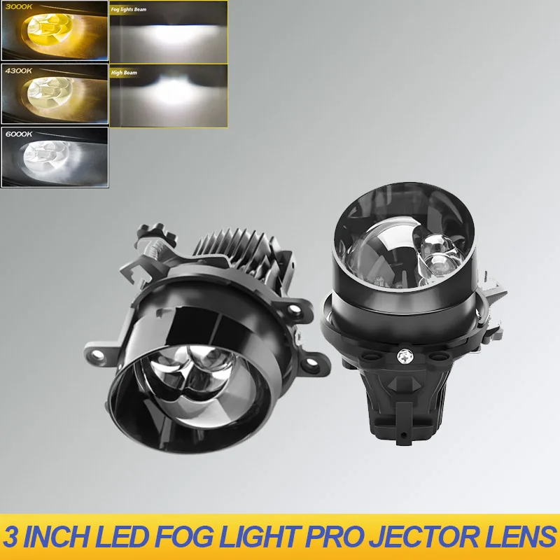 

3 Inch Car Bi LED Lens Hyperboloid Fog Lights 6000K 2PC 4000 LM For Toyota Corolla Yaris Auris Land Cruiser Camry Highlander
