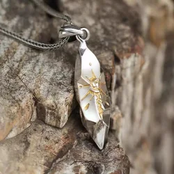 Retro Make-a-wish Stone Necklace For Men Gender Neutral Style Meteorite Color Pendant Men Hip-hop Sweater Chain Accessories