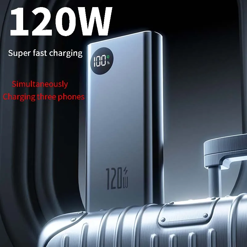 

New 120W Super Fast Charging Power Bank 30000mAh Ultralarge Capacity For Mobile Power External Battery For Iphone Xiaomi Samsung