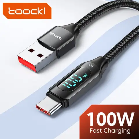 Toocki 100W USB Type C câble pour Huawei Honor Xiaomi Samsung Super Charge Charge Charge rapide USB C chargeur câble de données fil cordon 1m 2m