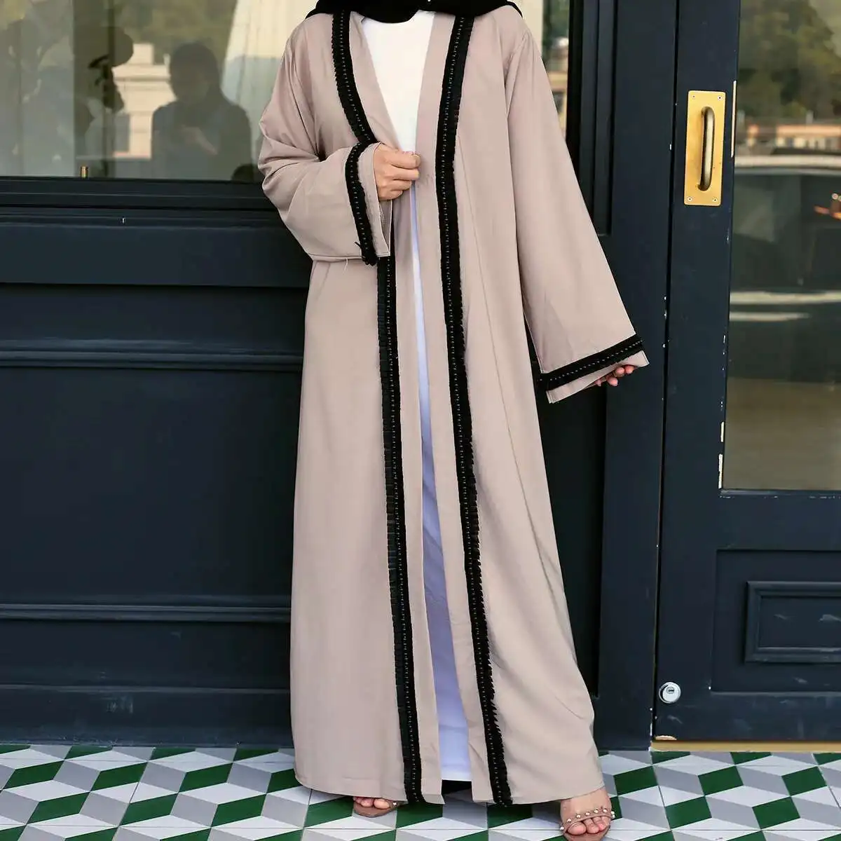 

Muslim Beaded Cardigan Robe Female Arab Hui Long Skirt 1686 2025 Muslim Long Dress Robe Abaya Ramadan Dubai Luxury Islam Elegant