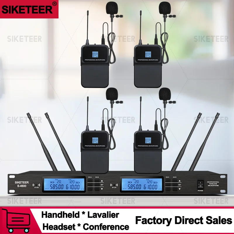 Microfone profissional sem fio uhf, microfone de lapela portátil com revestimento de metal completo, adequado para microfone de palco de casamento