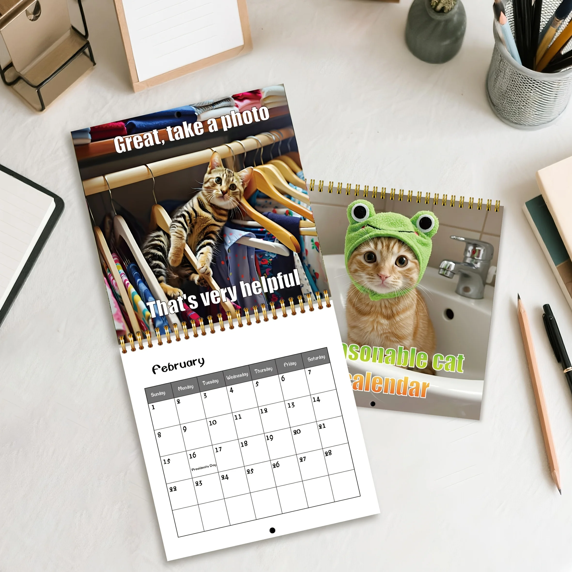 

2026 Cute Cat Calendar Planner with Monthly Layouts - January to December, Birthday & Holiday Gift ,Christmas, Halloween,