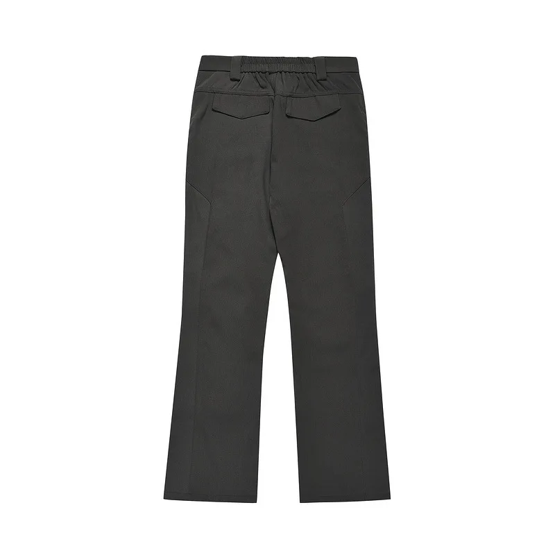 Pleated High-end Slightly Flared Zipper Hem Design, Slim Fit Trousers, Casual Pants