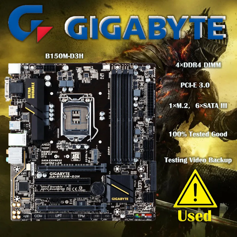 

Used Gigabyte GA-B150M-D3H Motherboard 64GB LGA 1151 DDR4 Micro ATX Mainboard