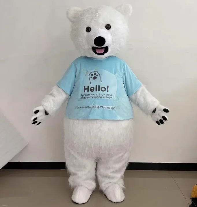 

furry white polar bear mascot costume adult white bear mascot outfit suit