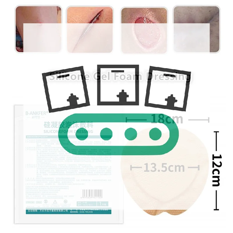 

1 шт. силиконовая повязка из пеноматериала с клейкой кромкой, стерильная, водонепроницаемая, для ран, пластырь, бинт, для дома, путешествий, первой помощи