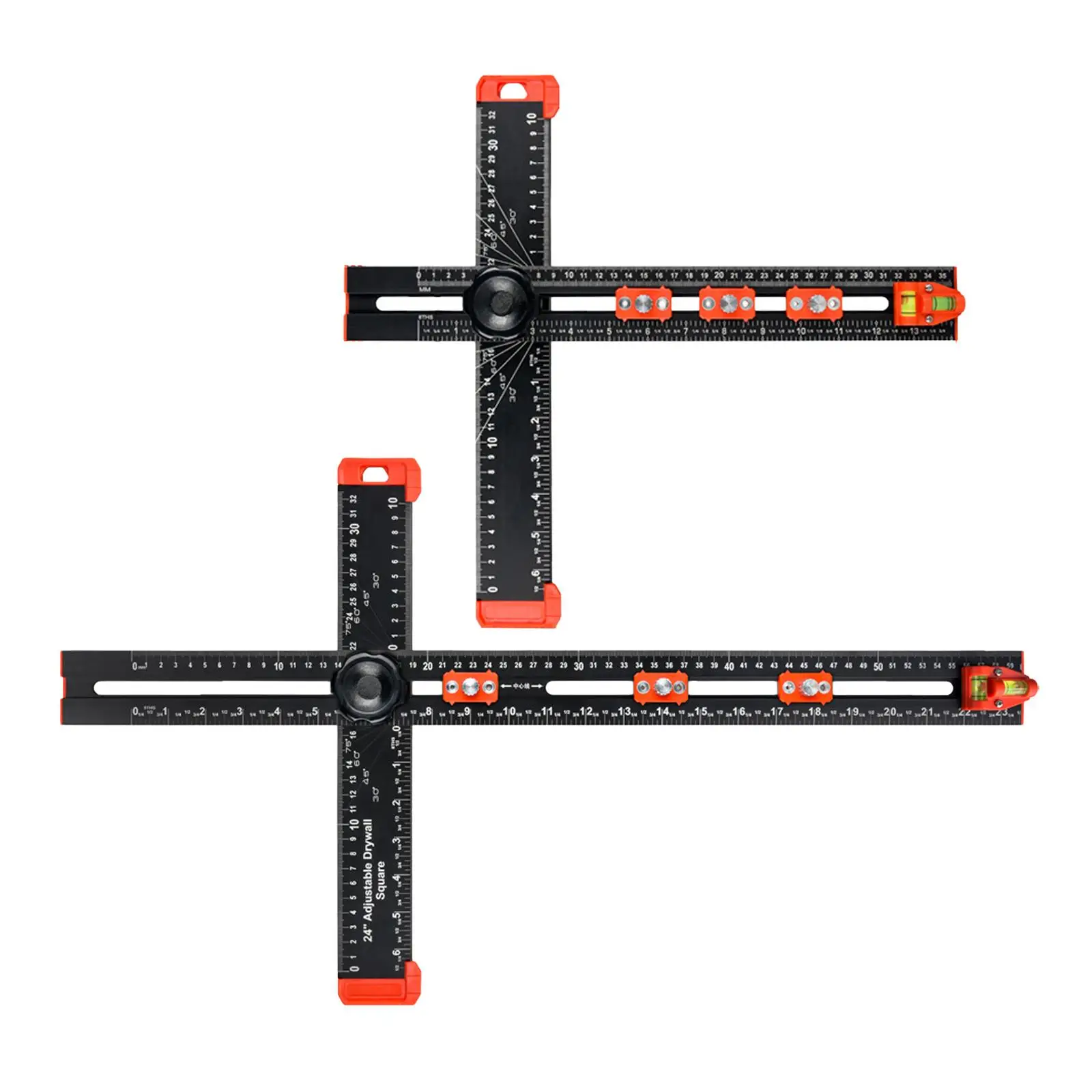 

T Square Ruler Layout Tool with Auxiliary 2 Axis Bubble Levels Sturdy Multi Angle Measuring Tool for Installing Door Handles