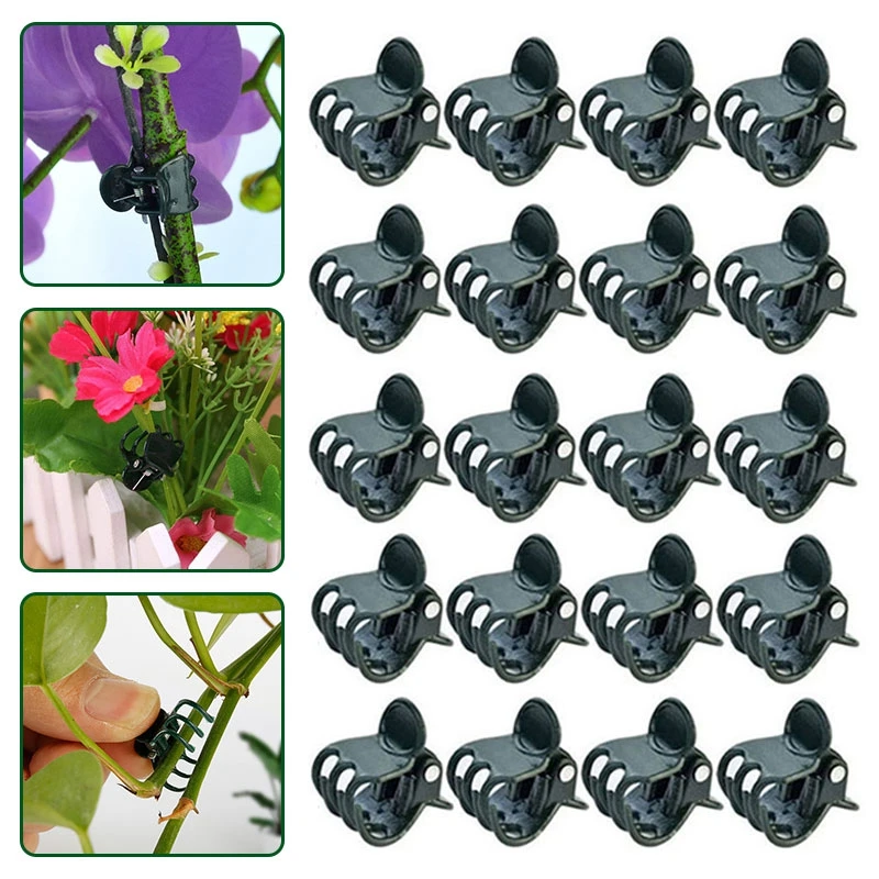 10/20/100/200Pcs Plastic Clips Tomato Orchid Stem Clip Plant Vine Support Flower Grow Upright Branch Clamp Garden Plant Tools