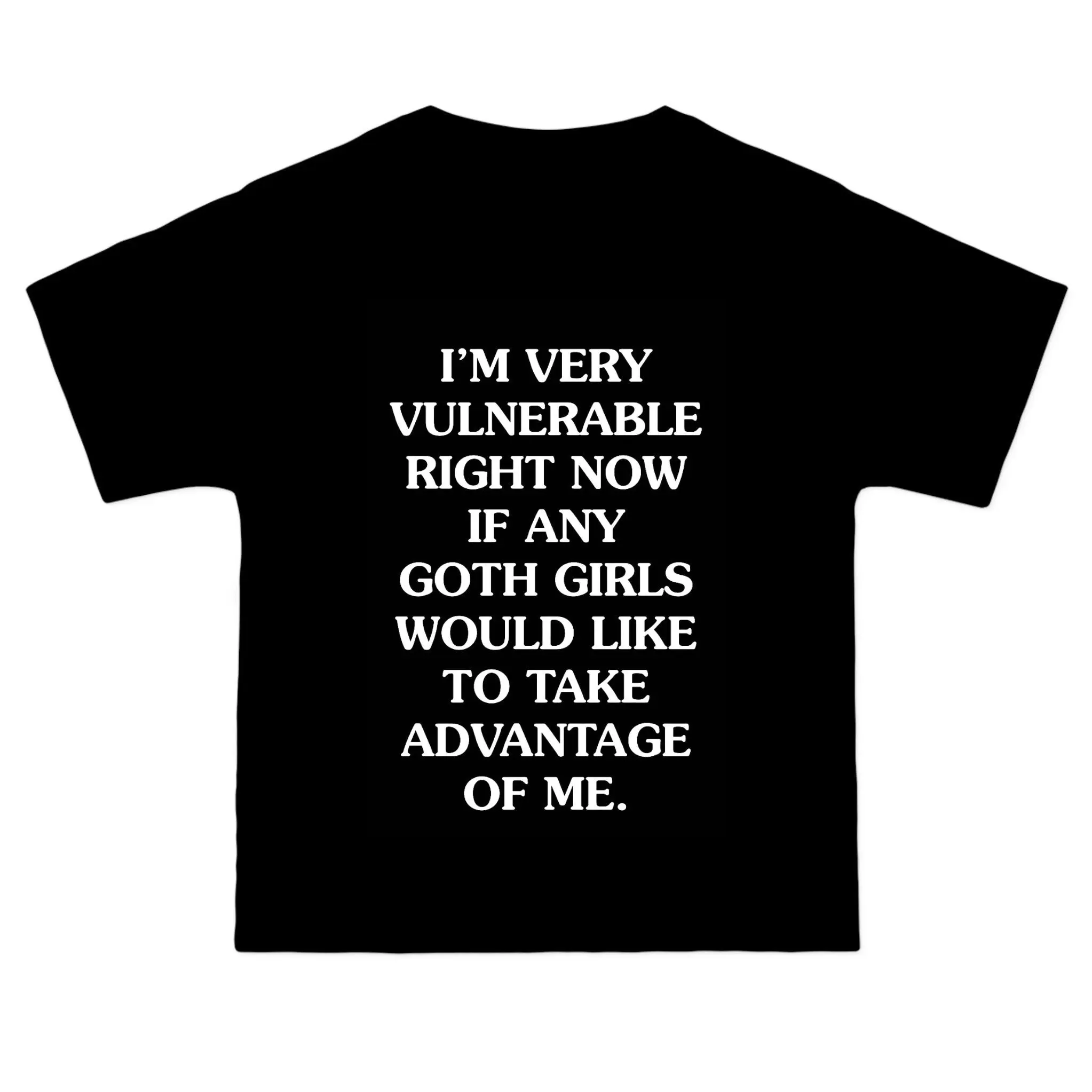 Im very vulnerable goth girls meme heavyweight black tee shortsleeve shirt