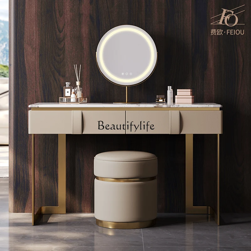 

Designer custom high-end solid wood marble dresser combination