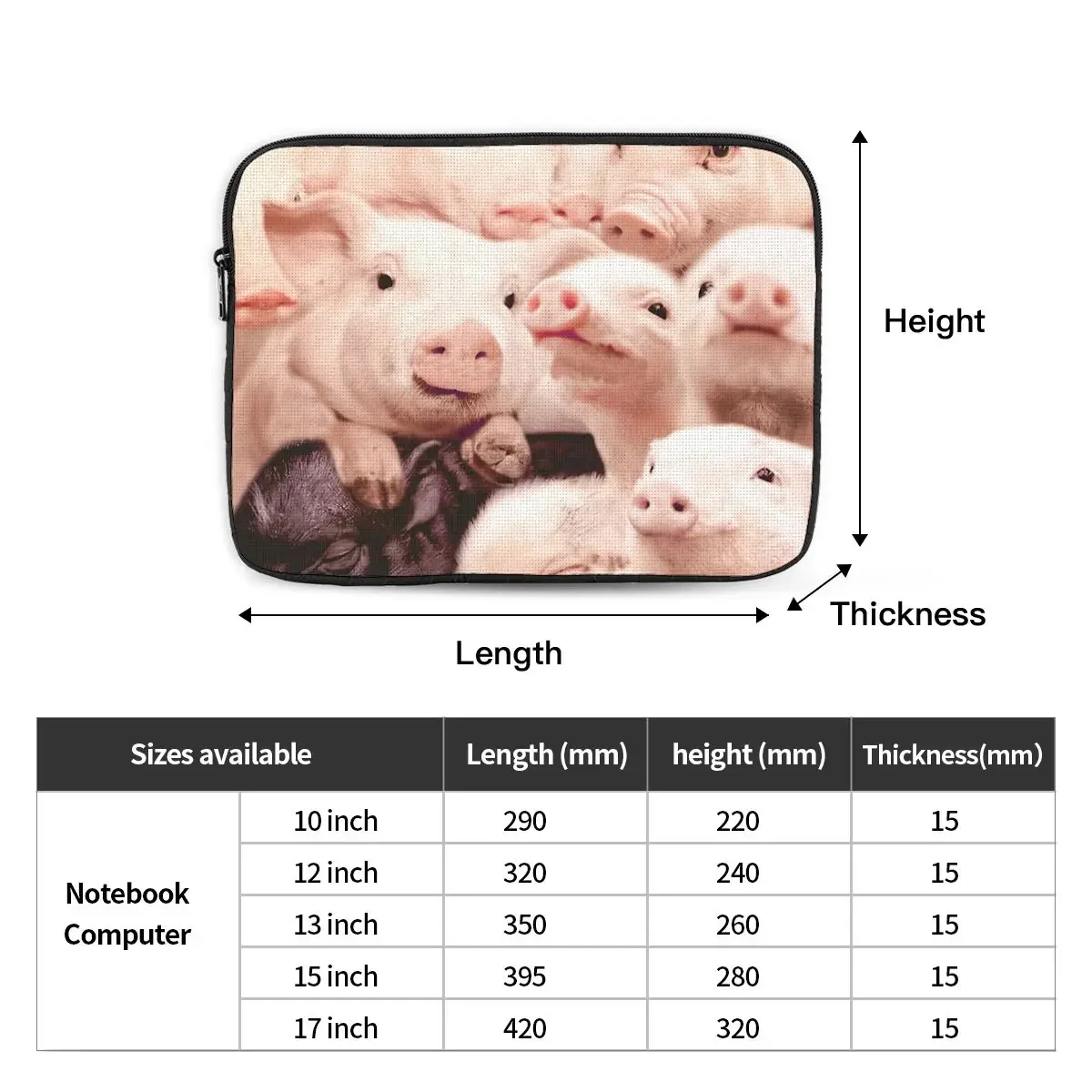 Pig Computer ipad Laptop Cover Case Laptop Sleeve Bag Lovely animals Portable Cover Fundas Pouch