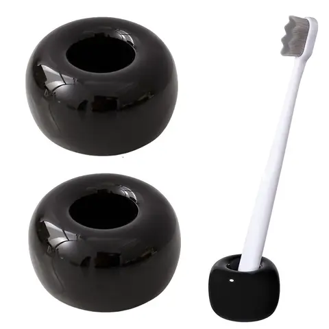 2 पीस/पैक मिनी सिरेमिक हस्तनिर्मित टूथब्रश होल्डर स्टैंड बाथरूम वैनिटी काउंटरटॉप्स, टूथब्रश हेड और ऑफिस पेन होल्डर के लिए 10 best sales टूथब्रश स्टैंड - №10