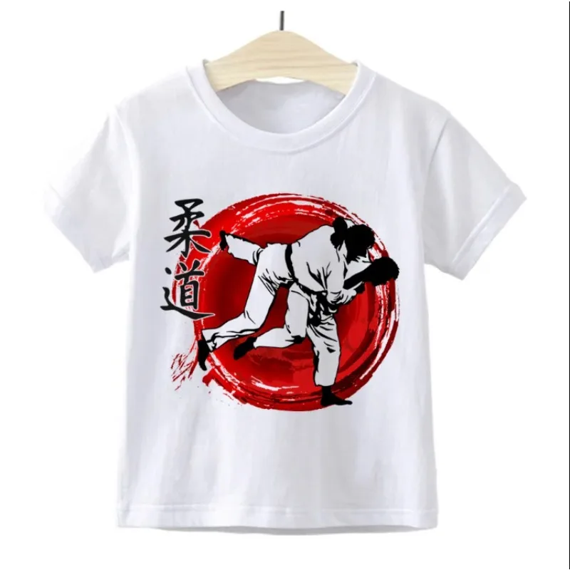 Cute Karate Taekwondo Print Baby Tops 2023 Summer Girls Clothing Toddler Fashion T Shirt Children Short Sleeves