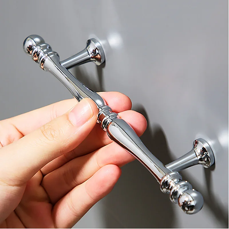 Chrome Brass Cabinet Handles Polished Silver Door Knobs Wardrobe Ball Pulls Furniture Bar Handle