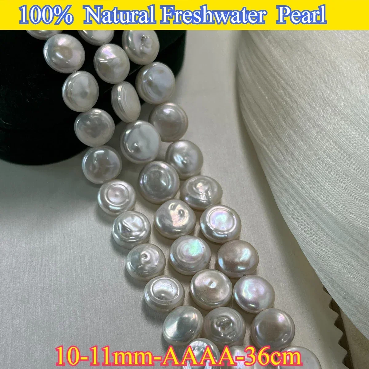 

10-11mm4A Natural Freshwater Baroque Button Polished Purple Round Pearl Spacer Bead Jewelry MakeDIY Necklace Bracelet Women Gift