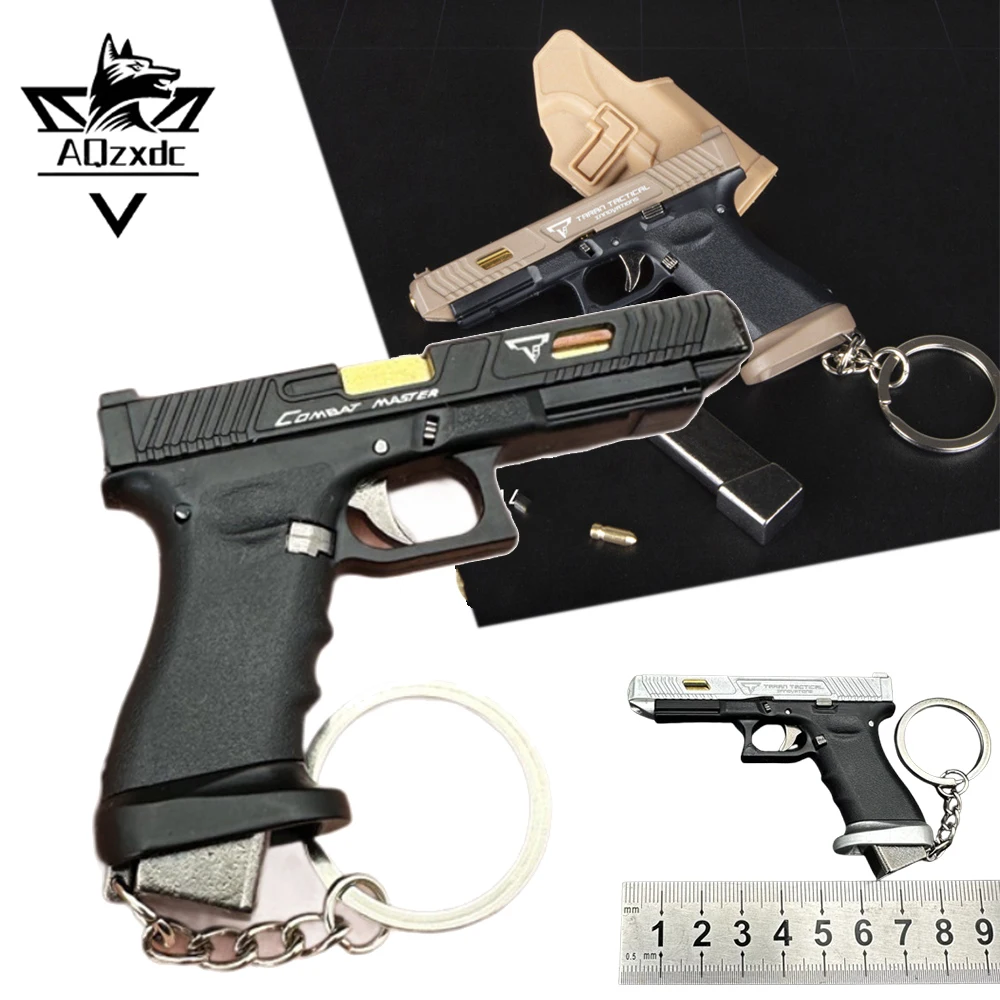 

Tactical Mini Pistol Gun Car Keychain Toy 1:3 Detachable Alloy 1:3 G34 Mini Handgun Model Home Office Ornament Pendant Model Toy