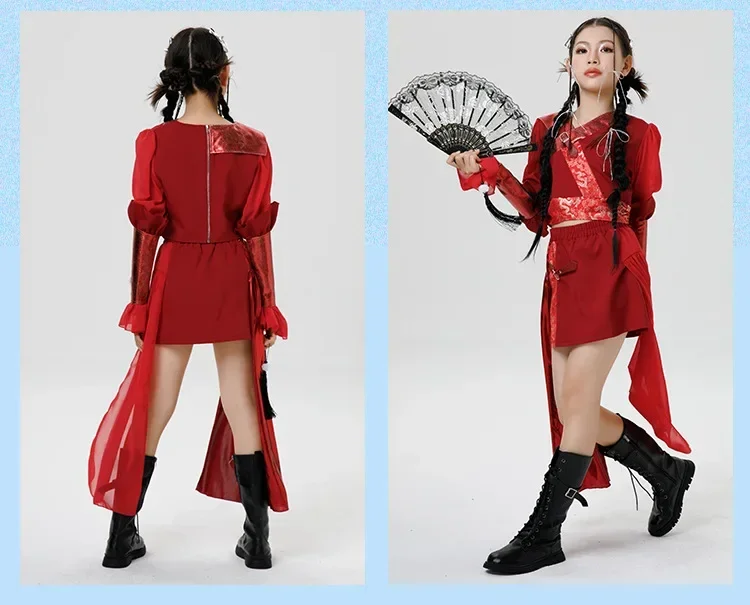 Neues 2026 Chinesisches Jazz-Tanzkostüm, Kinder-Modell-Laufsteg-Show, Mädchen-Klassisches Tanz-Performance-Kostümset – Detail 7