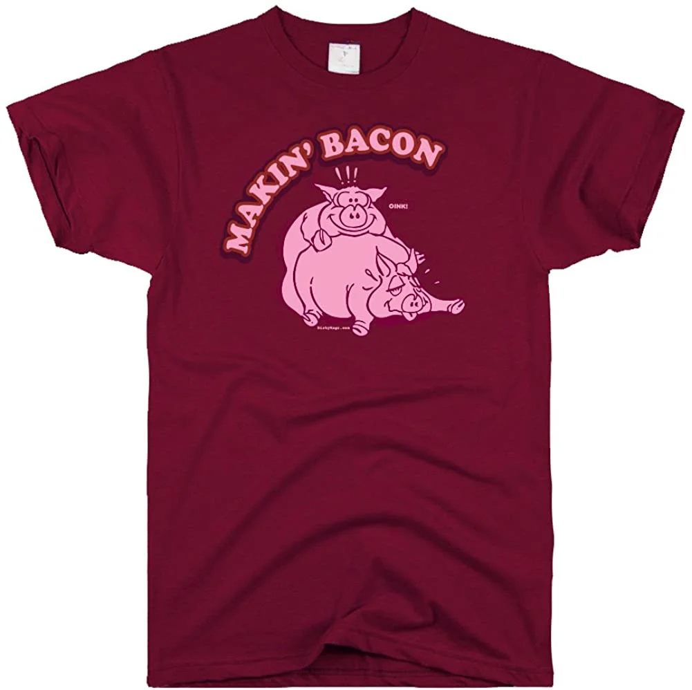 New Arrival fashion heavyweight Summer Men Tshirt Slim Fit Men's Streetwear Makin Making Bacon Pig T Shirt Funny Mens Tops Tees