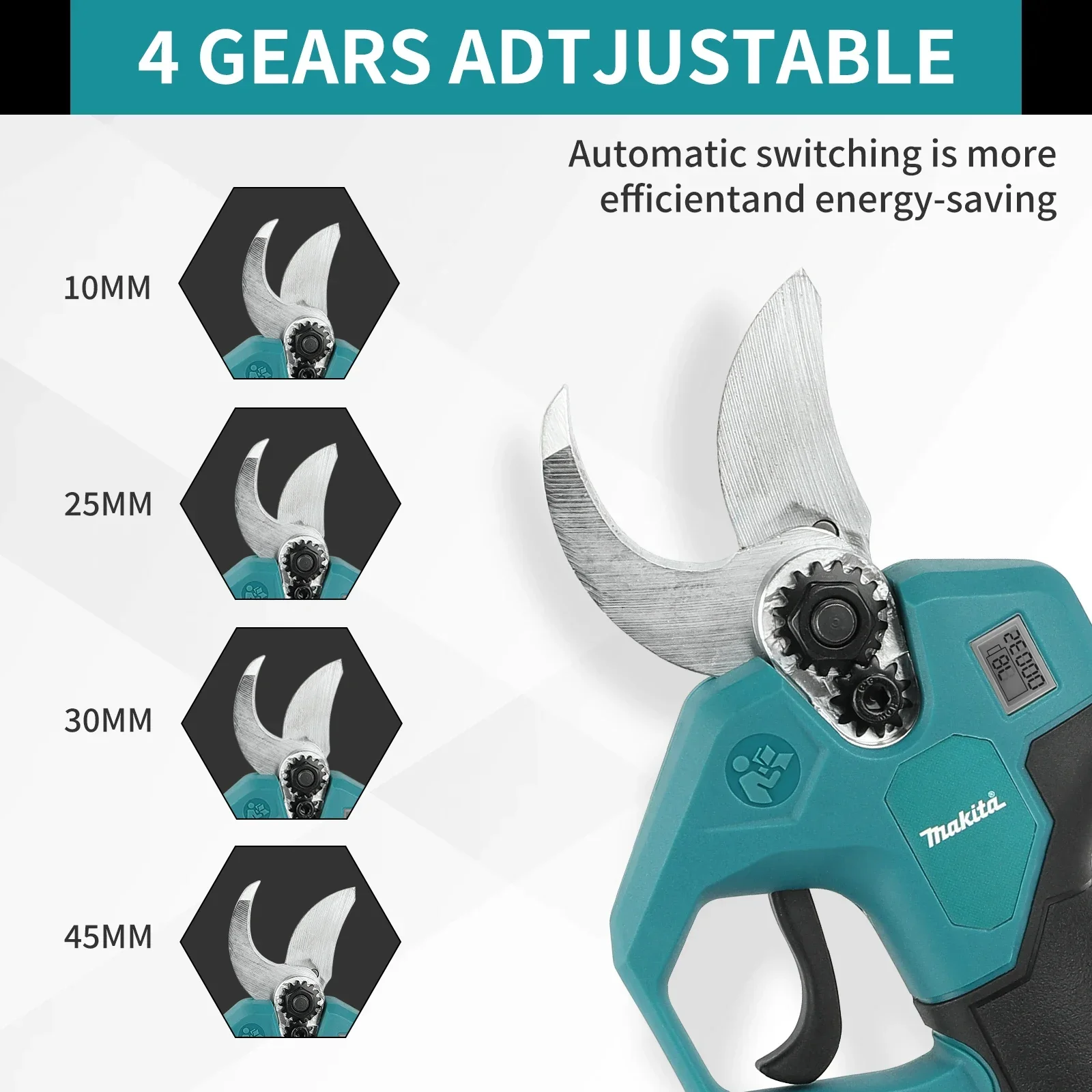 Makita tesouras de poda elétricas sem escova, ferramenta de jardim, sem fio, tesoura elétrica para árvores frutíferas, bateria de 18v, cortador de ramos